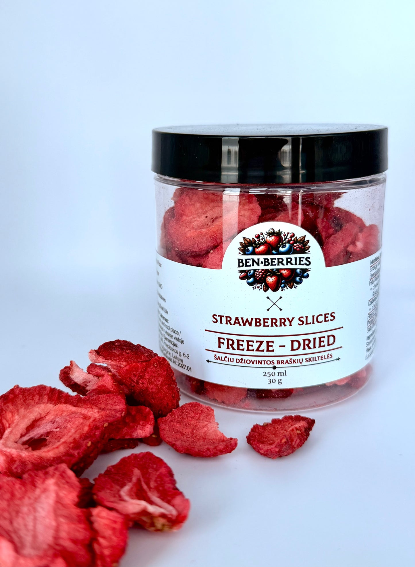 Šalčiu džiovintos braškės